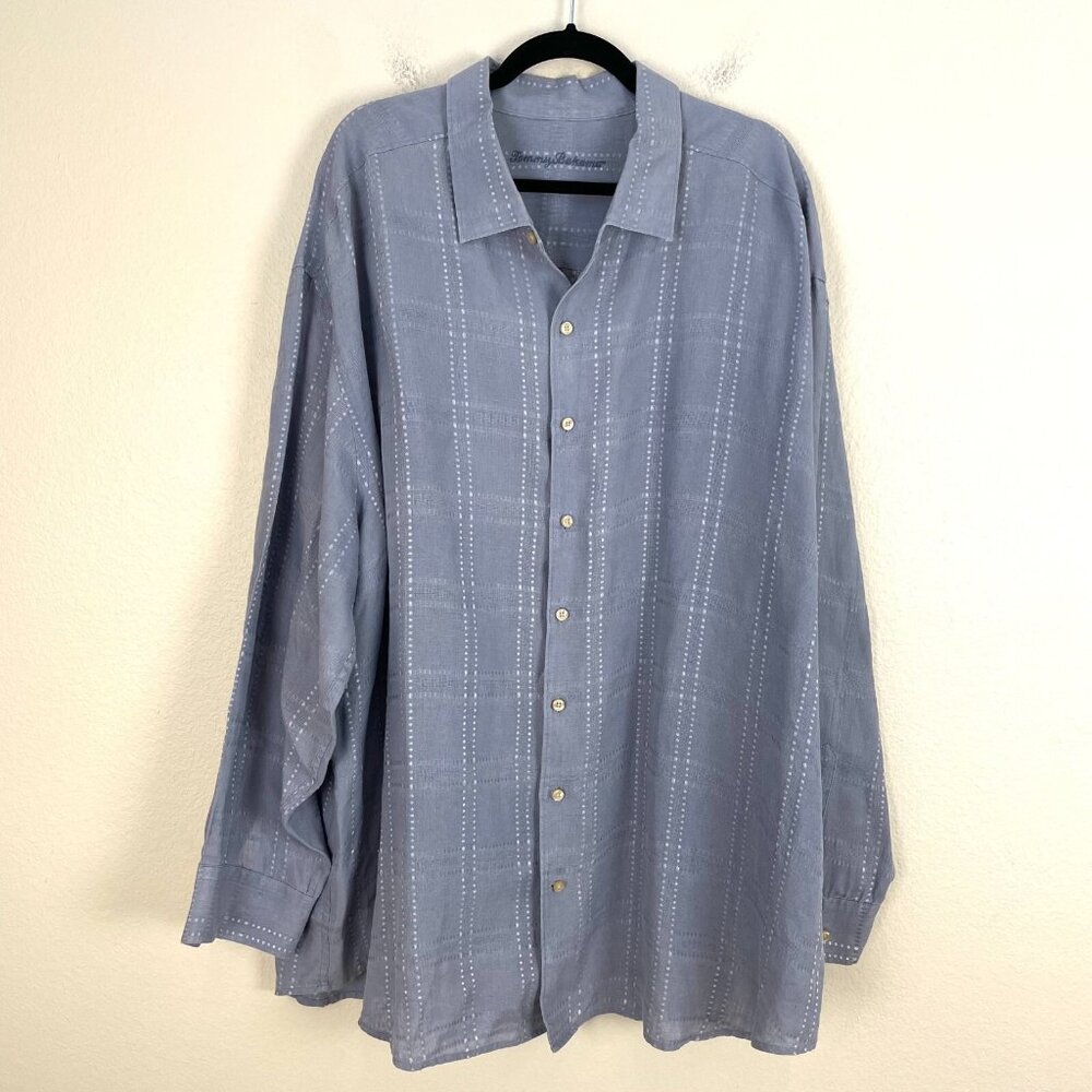 Tommy Bahama Mens 3XB Blue 100%‎ Linen Button Up Shirt Long Sleeve Top
